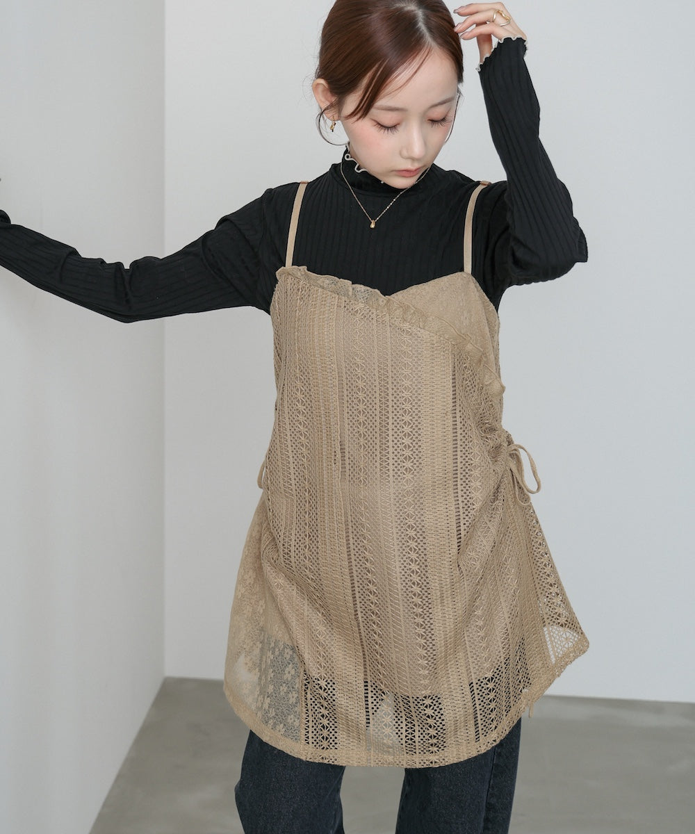 レースドッキングミニキャミワンピース