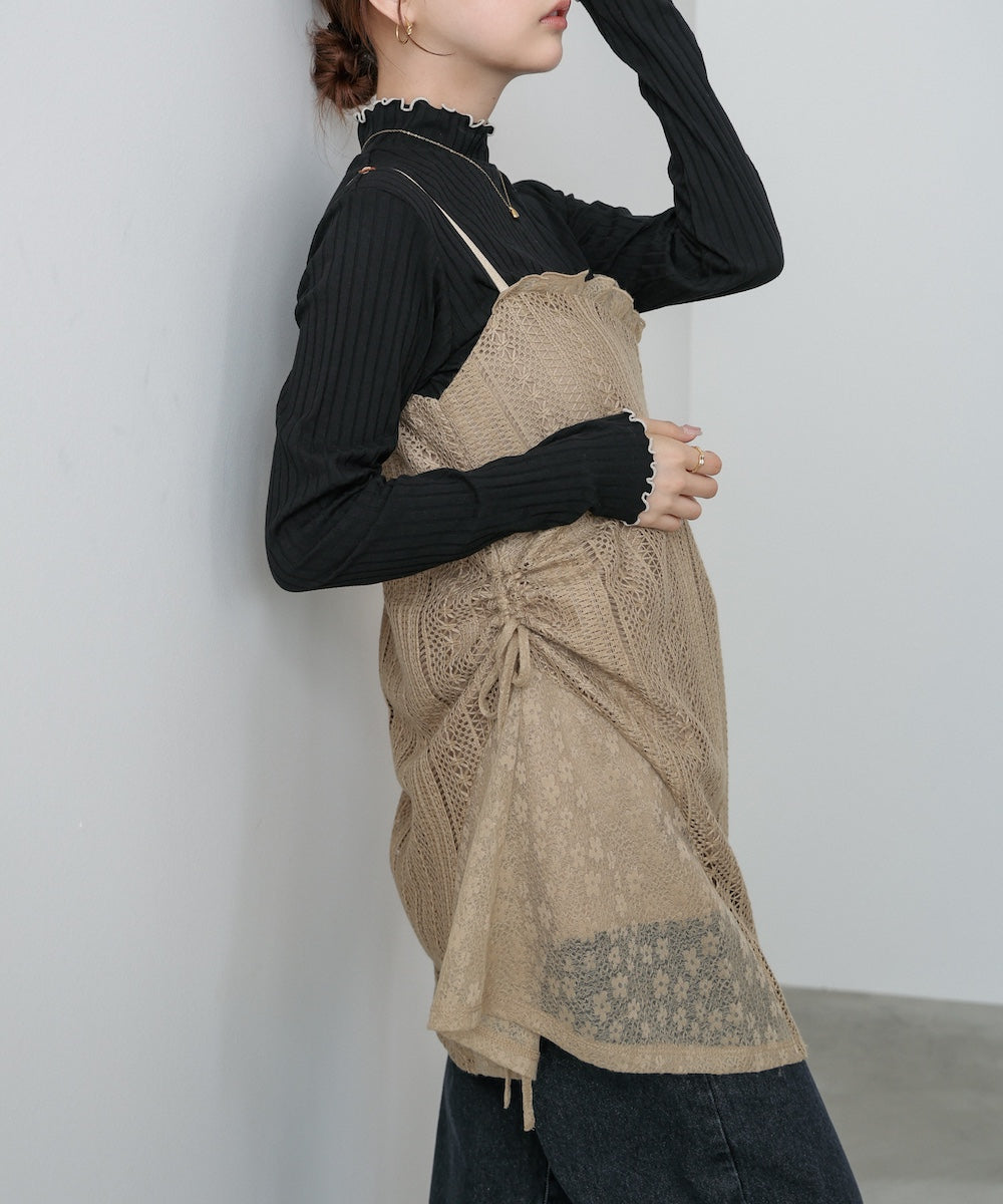 レースドッキングミニキャミワンピース