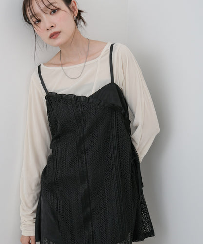 レースドッキングミニキャミワンピース