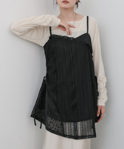 レースドッキングミニキャミワンピース