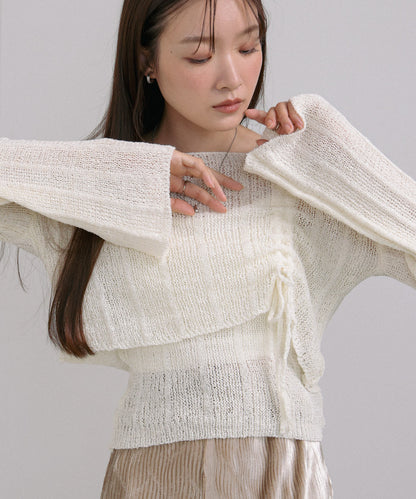 シャーリングリボンクロップド丈トップス×キャミセット