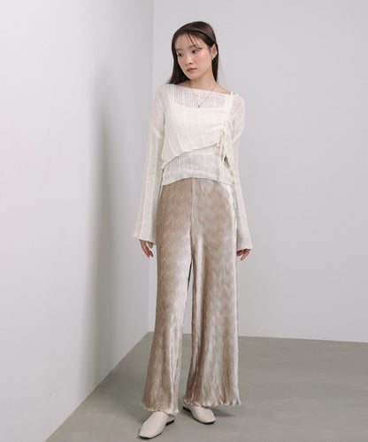 シャーリングリボンクロップド丈トップス×キャミセット