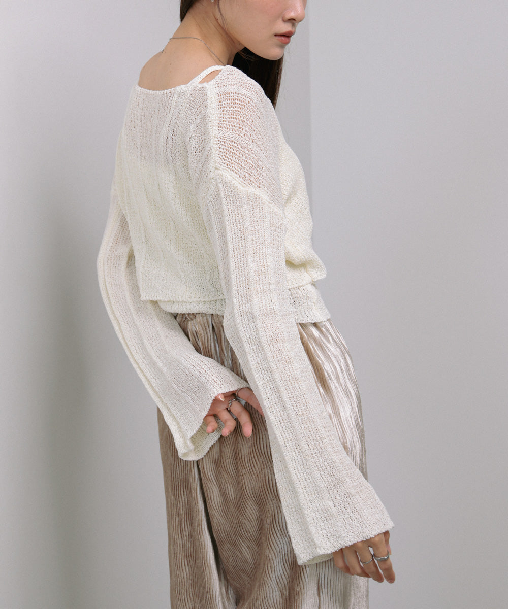 シャーリングリボンクロップド丈トップス×キャミセット