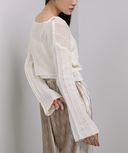 シャーリングリボンクロップド丈トップス×キャミセット