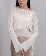 シャーリングリボンクロップド丈トップス×キャミセット