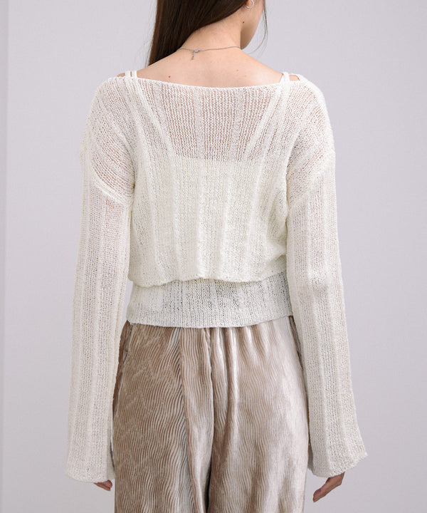 シャーリングリボンクロップド丈トップス×キャミセット