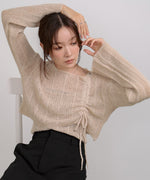 シャーリングリボンクロップド丈トップス×キャミセット