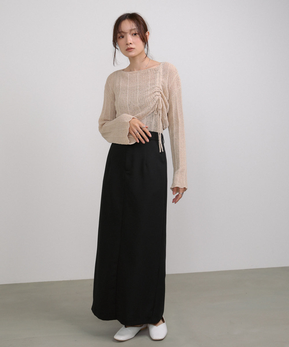 シャーリングリボンクロップド丈トップス×キャミセット