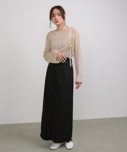 シャーリングリボンクロップド丈トップス×キャミセット