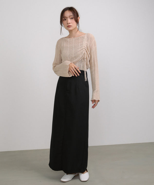 シャーリングリボンクロップド丈トップス×キャミセット