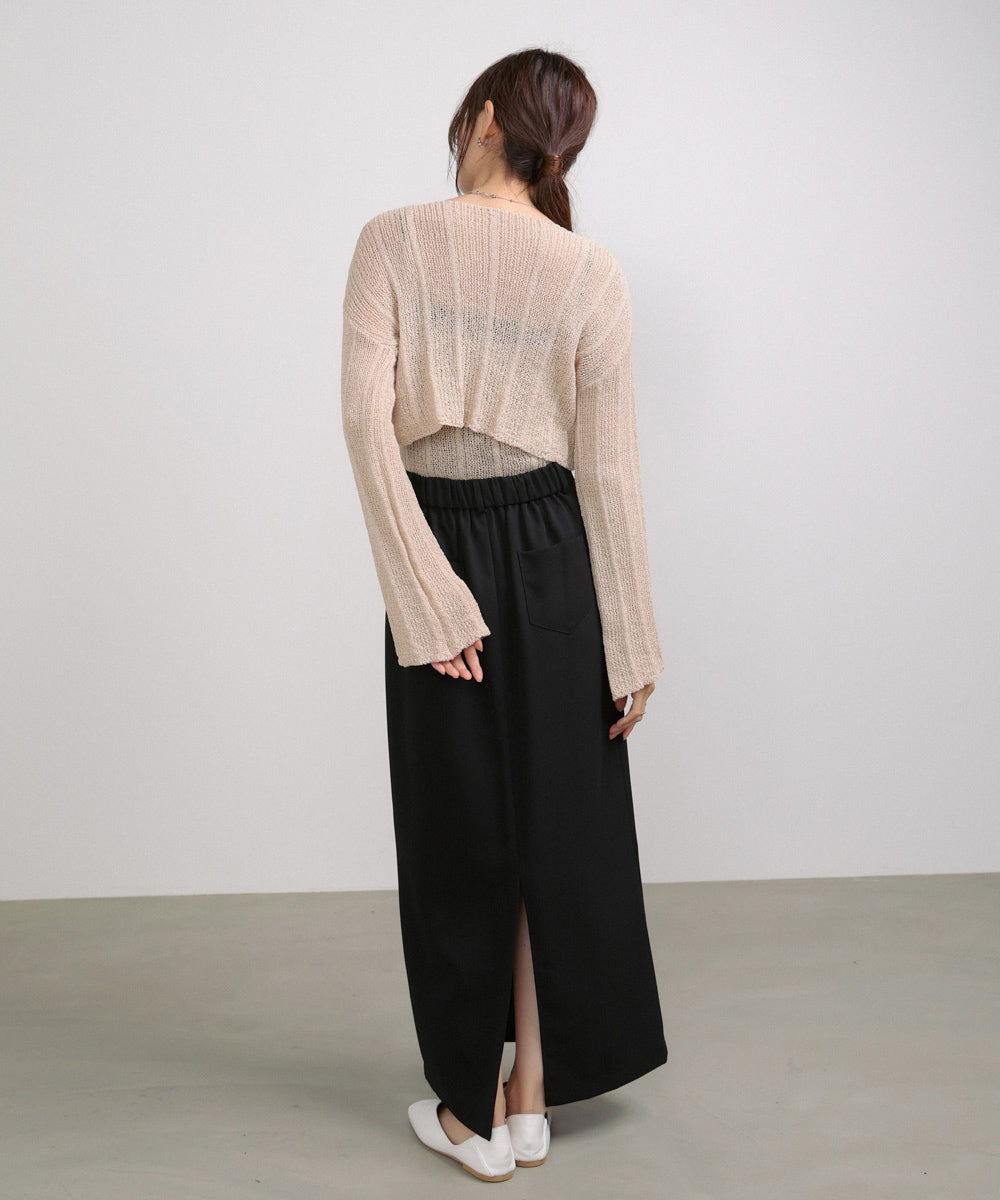 シャーリングリボンクロップド丈トップス×キャミセット