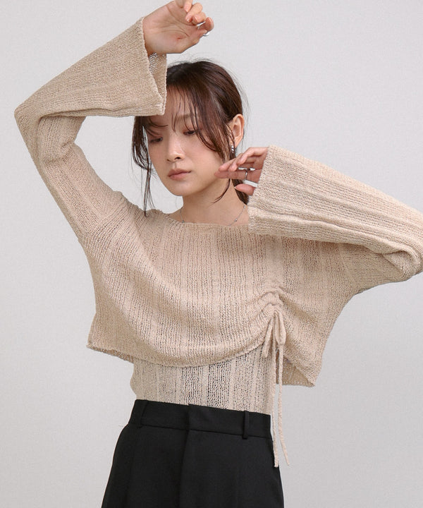 シャーリングリボンクロップド丈トップス×キャミセット