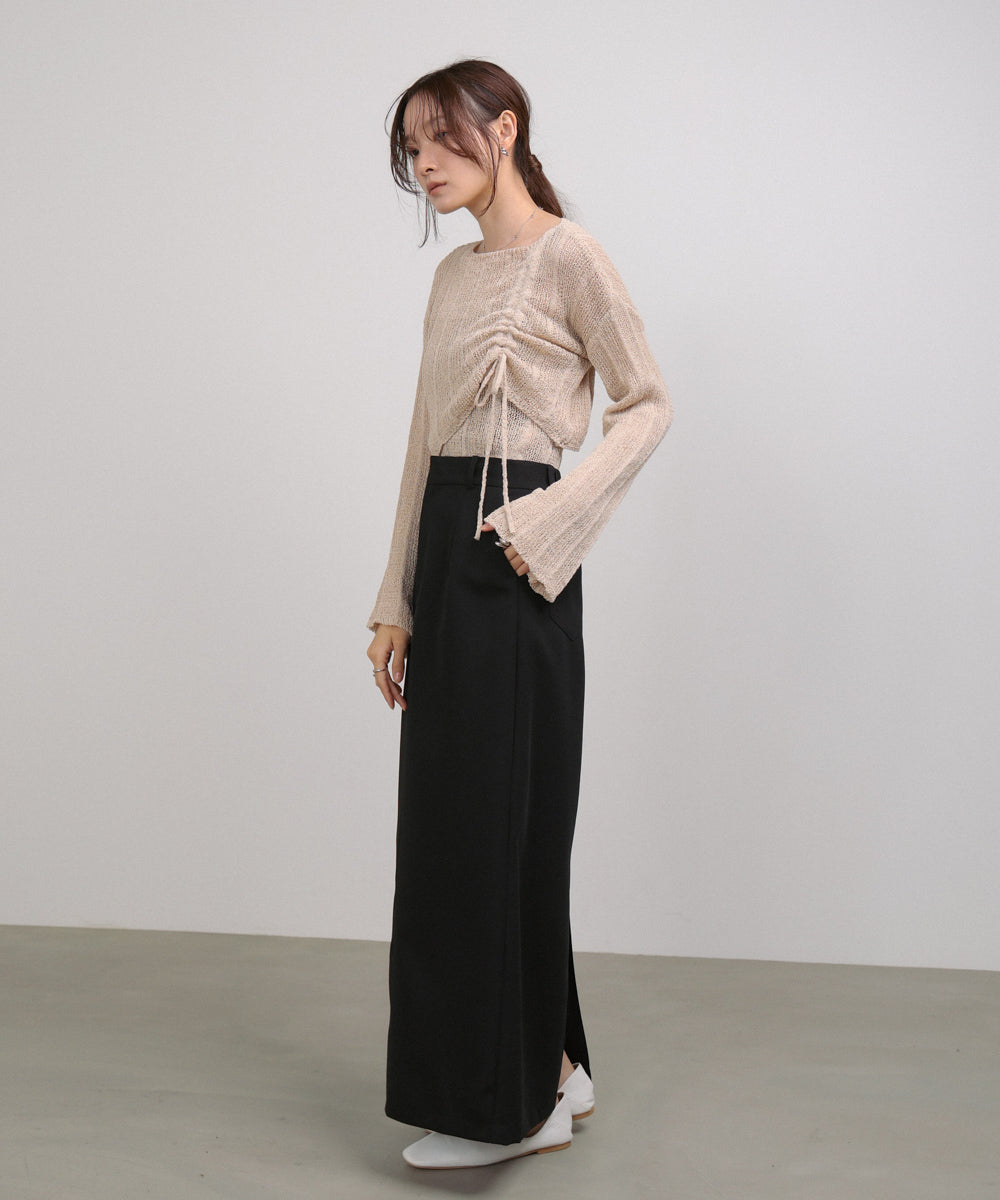 シャーリングリボンクロップド丈トップス×キャミセット