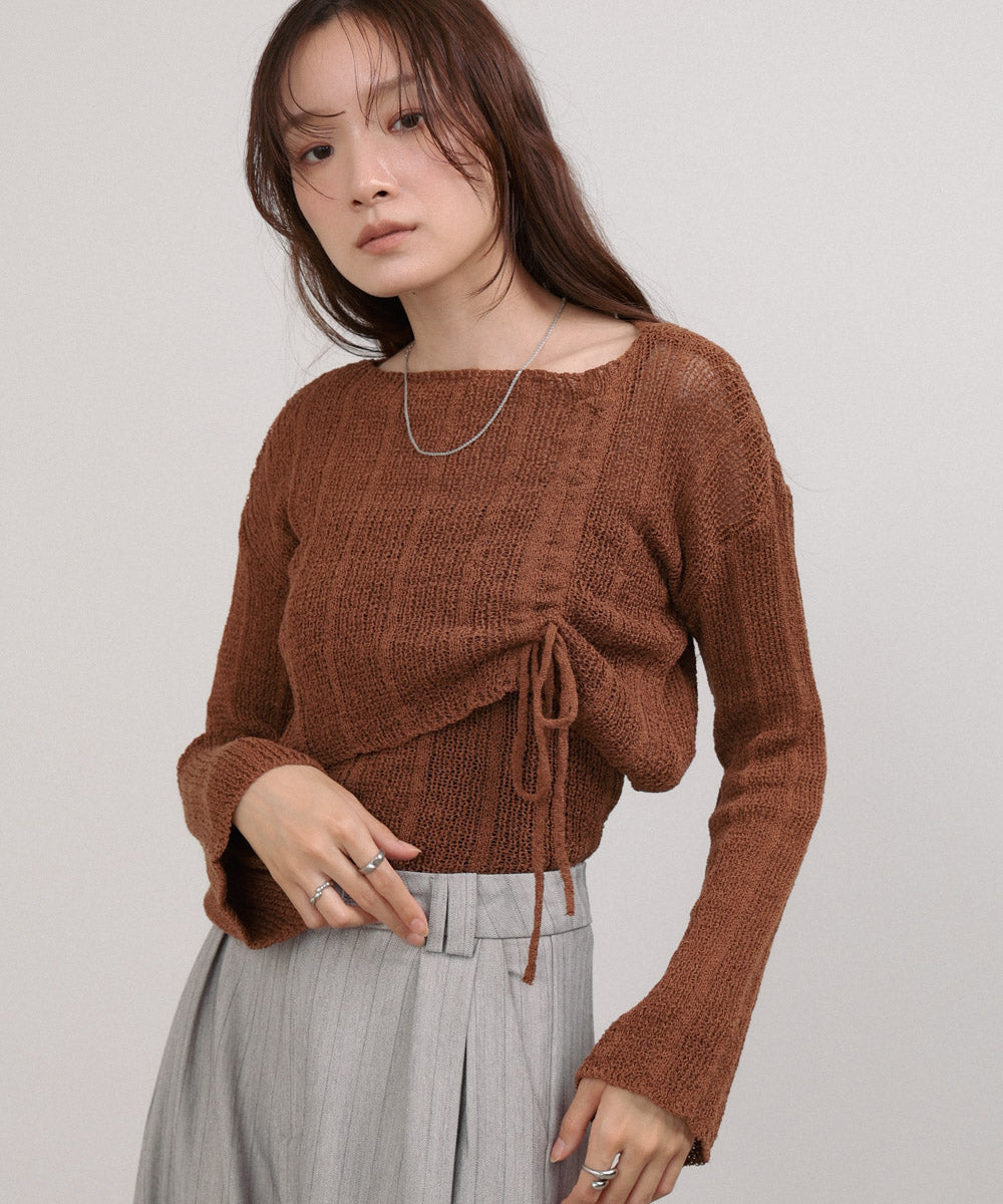 シャーリングリボンクロップド丈トップス×キャミセット