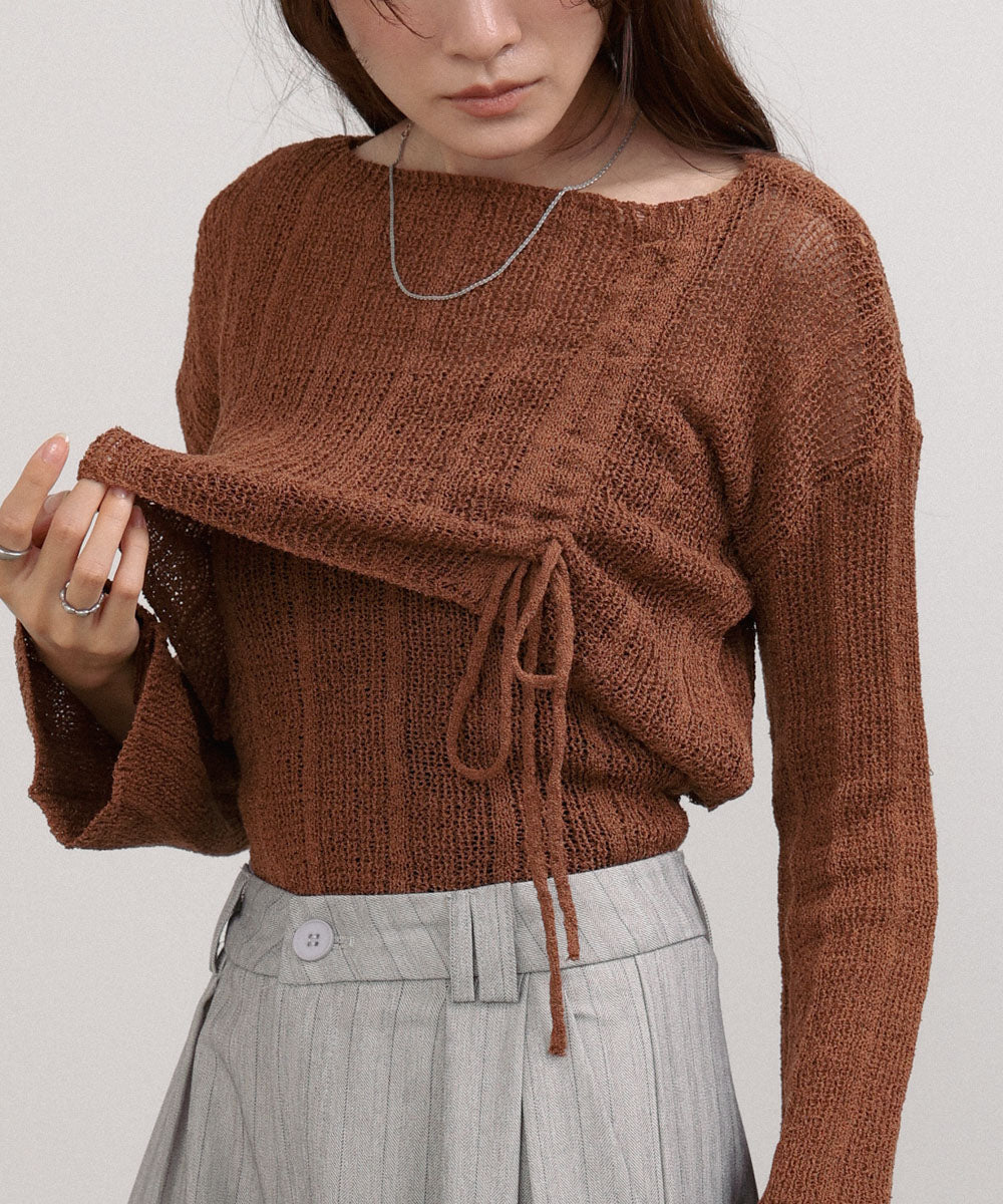 シャーリングリボンクロップド丈トップス×キャミセット