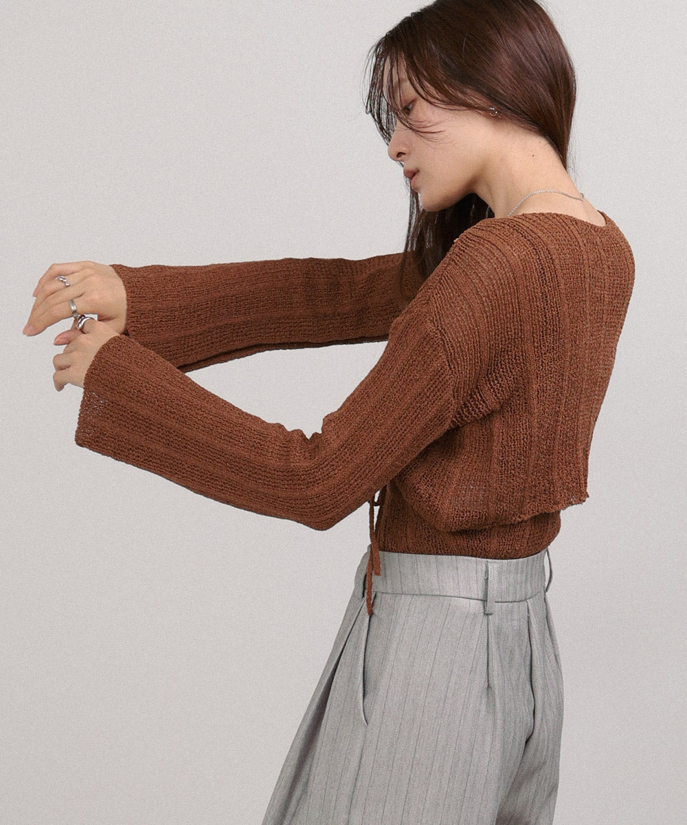 シャーリングリボンクロップド丈トップス×キャミセット