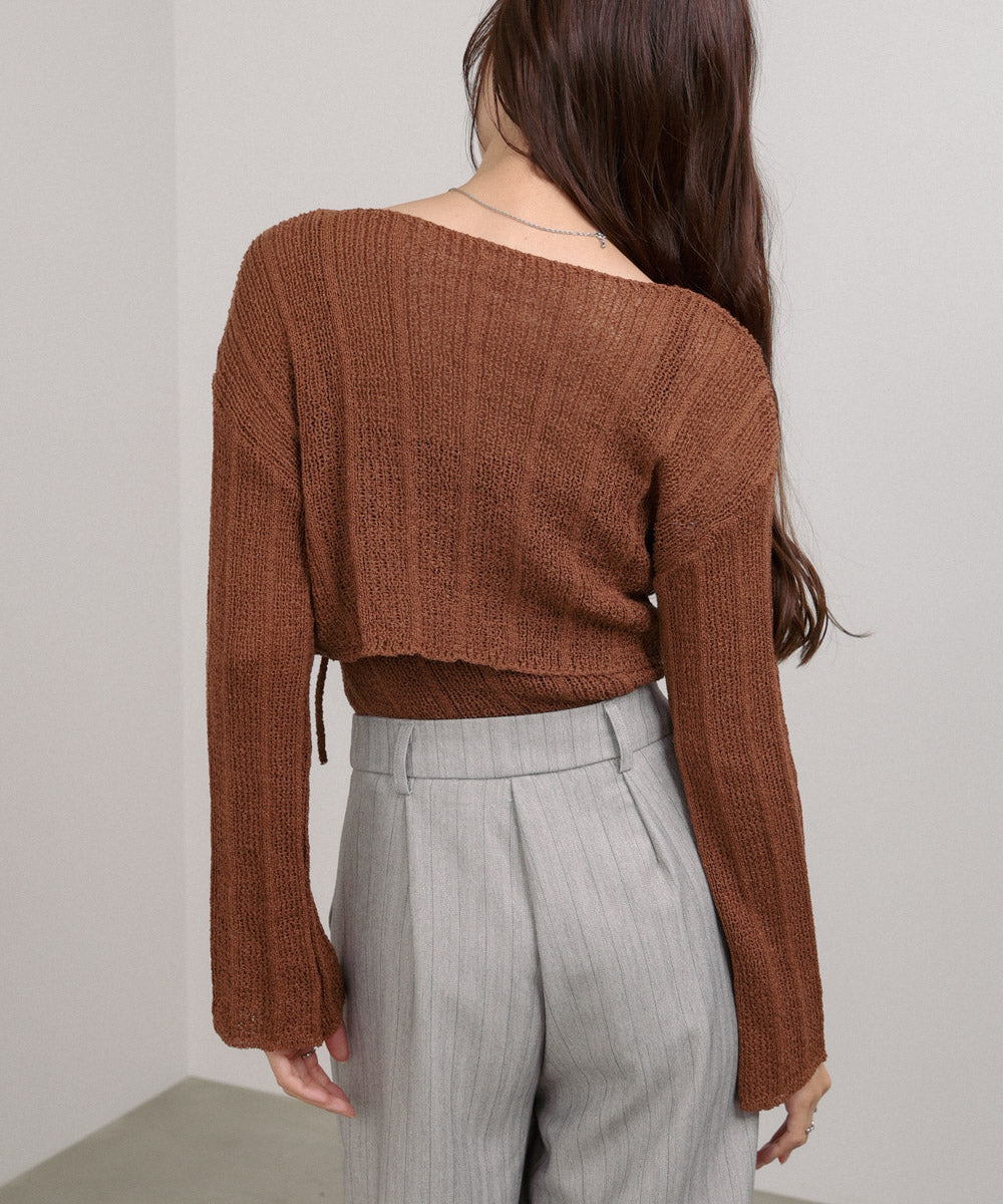 シャーリングリボンクロップド丈トップス×キャミセット