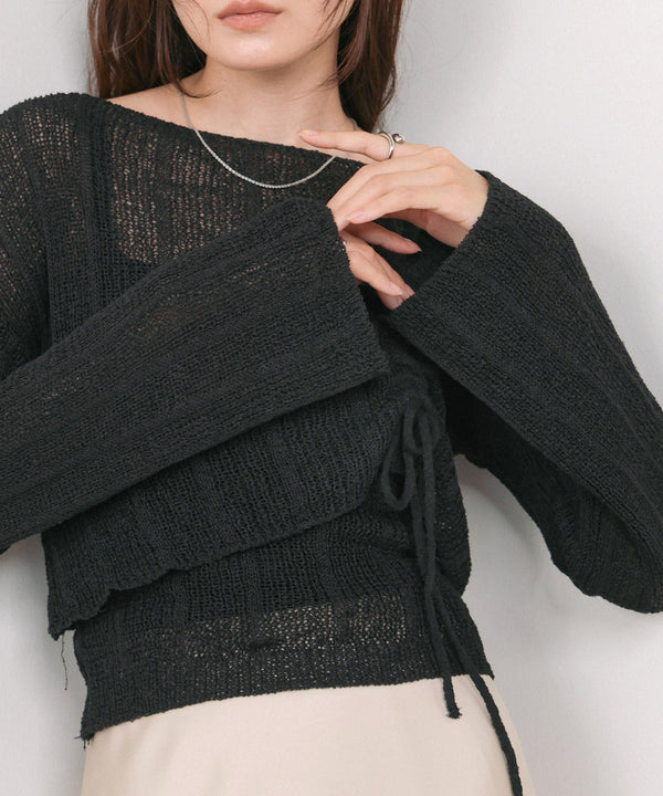 シャーリングリボンクロップド丈トップス×キャミセット