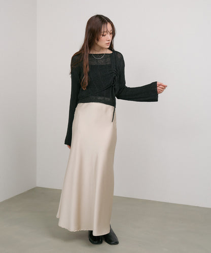 シャーリングリボンクロップド丈トップス×キャミセット