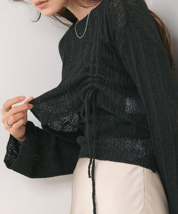 シャーリングリボンクロップド丈トップス×キャミセット