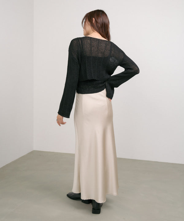 シャーリングリボンクロップド丈トップス×キャミセット