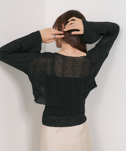 シャーリングリボンクロップド丈トップス×キャミセット