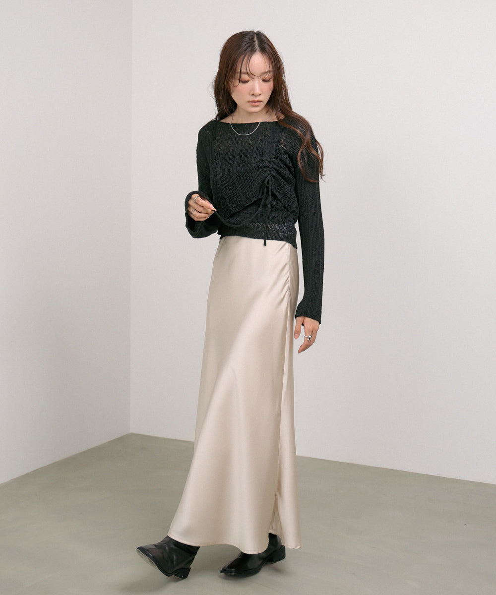 シャーリングリボンクロップド丈トップス×キャミセット