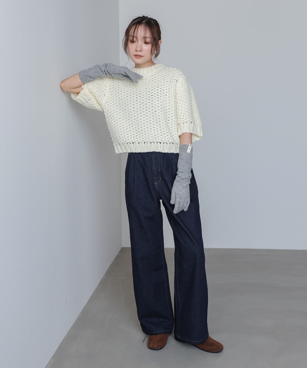 指穴ニットロングハンドウォーマー