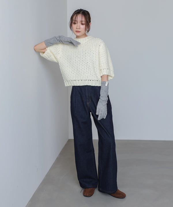 指穴ニットロングハンドウォーマー