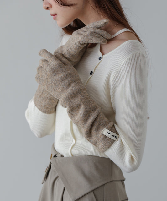 指穴ニットロングハンドウォーマー