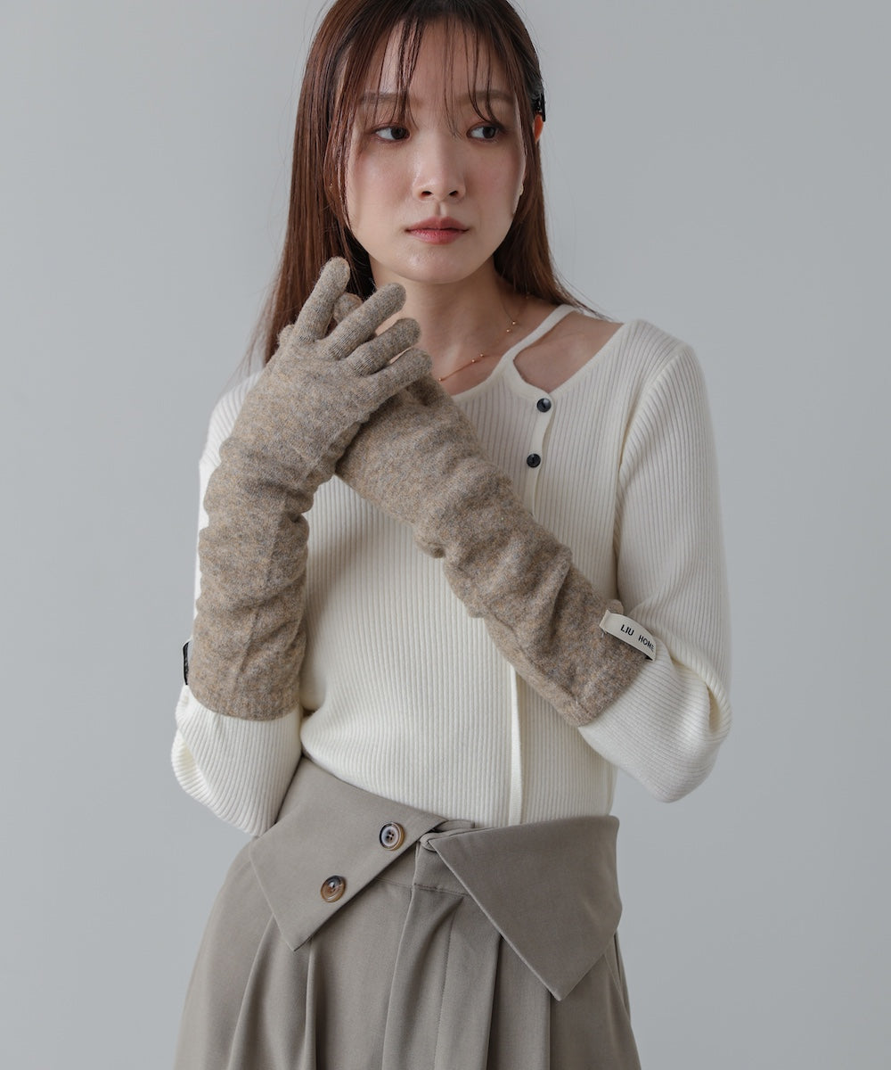 指穴ニットロングハンドウォーマー