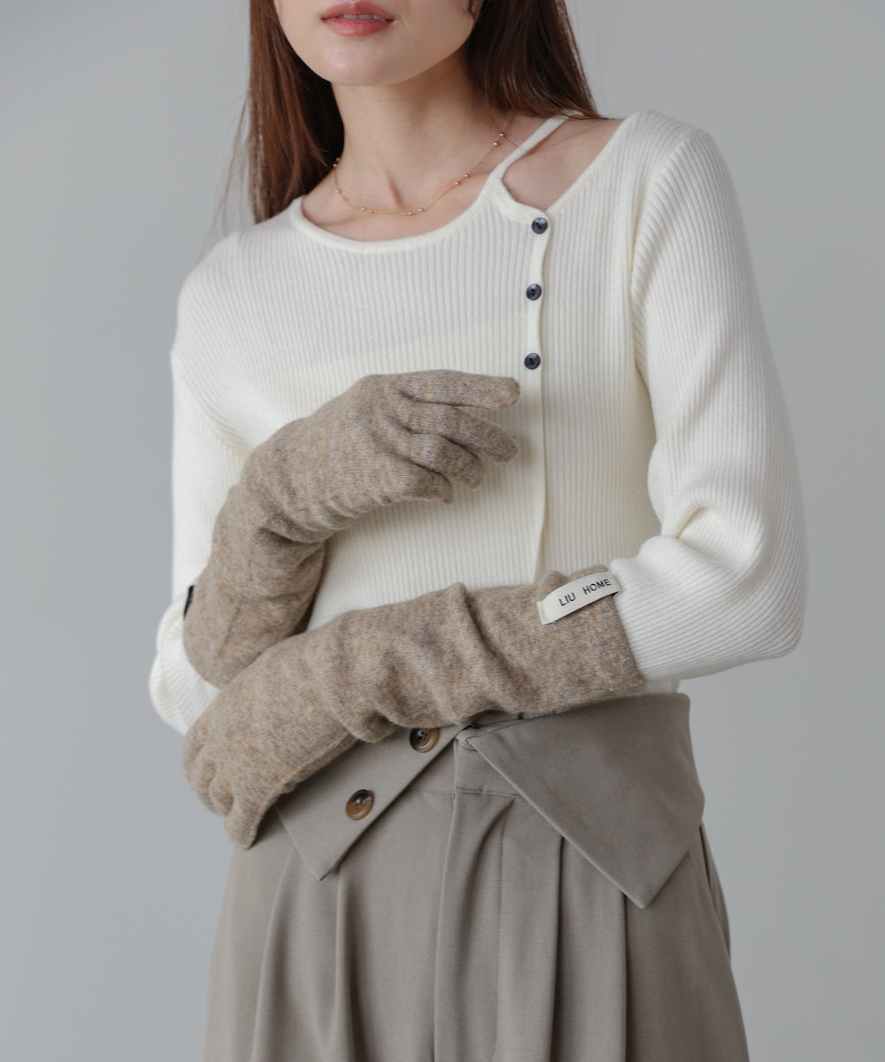 指穴ニットロングハンドウォーマー