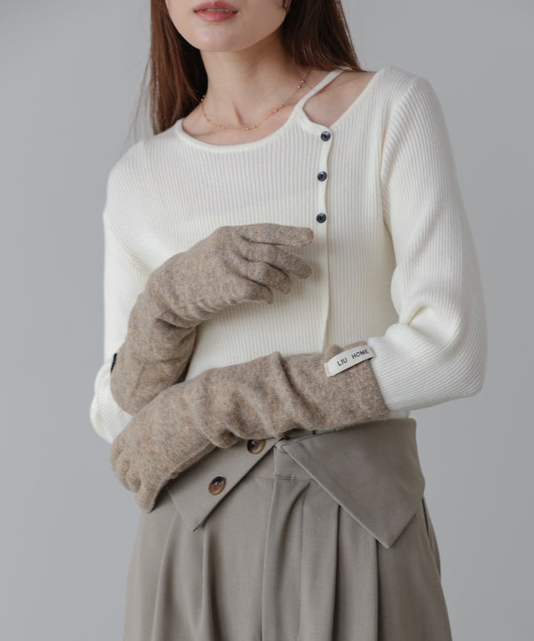 指穴ニットロングハンドウォーマー