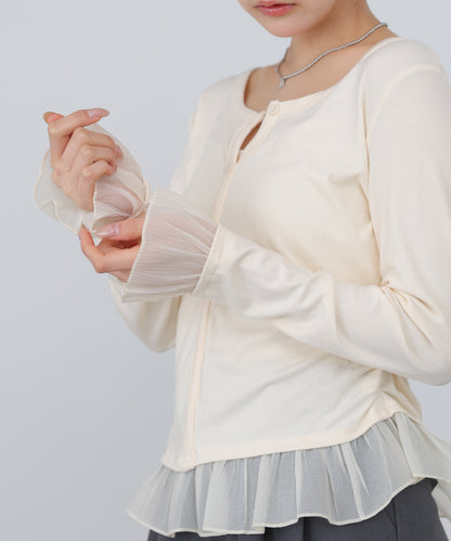 【2026SS】裾フリルヘンリーネックカットソー