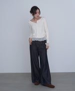 裾フリルヘンリーネックカットソー