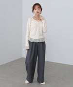 【2026SS】裾フリルヘンリーネックカットソー