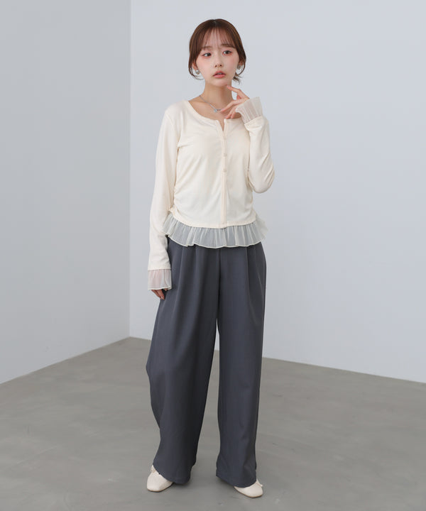 【2026SS】裾フリルヘンリーネックカットソー