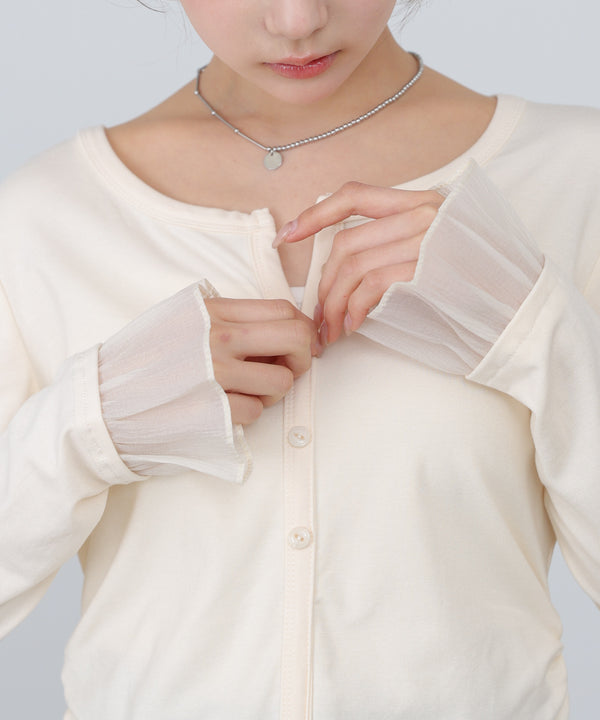 【2026SS】裾フリルヘンリーネックカットソー