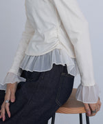 裾フリルヘンリーネックカットソー