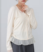 【2026SS】裾フリルヘンリーネックカットソー