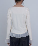 裾フリルヘンリーネックカットソー