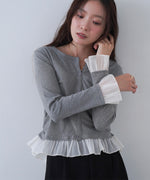 裾フリルヘンリーネックカットソー