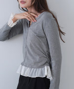 裾フリルヘンリーネックカットソー