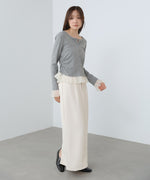 【2026SS】裾フリルヘンリーネックカットソー