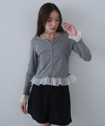 裾フリルヘンリーネックカットソー