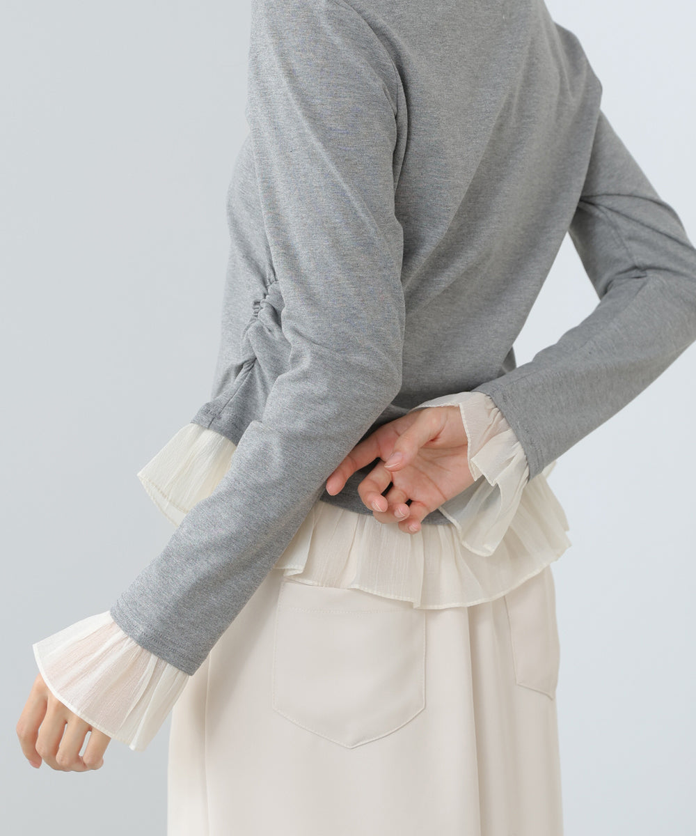 【2026SS】裾フリルヘンリーネックカットソー