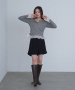 裾フリルヘンリーネックカットソー