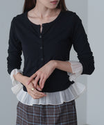 裾フリルヘンリーネックカットソー