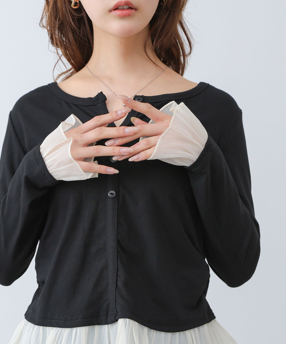 【2026SS】裾フリルヘンリーネックカットソー