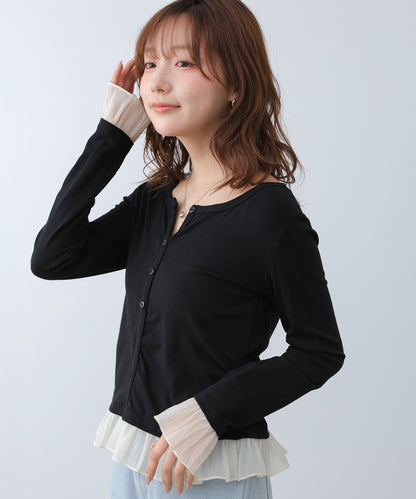 【2026SS】裾フリルヘンリーネックカットソー